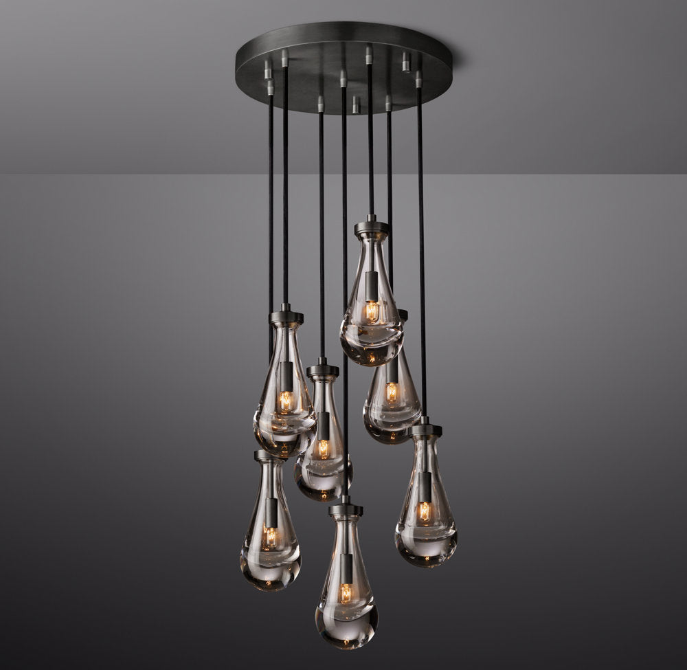 Raindrop Glass Round Chandelier – Ava
