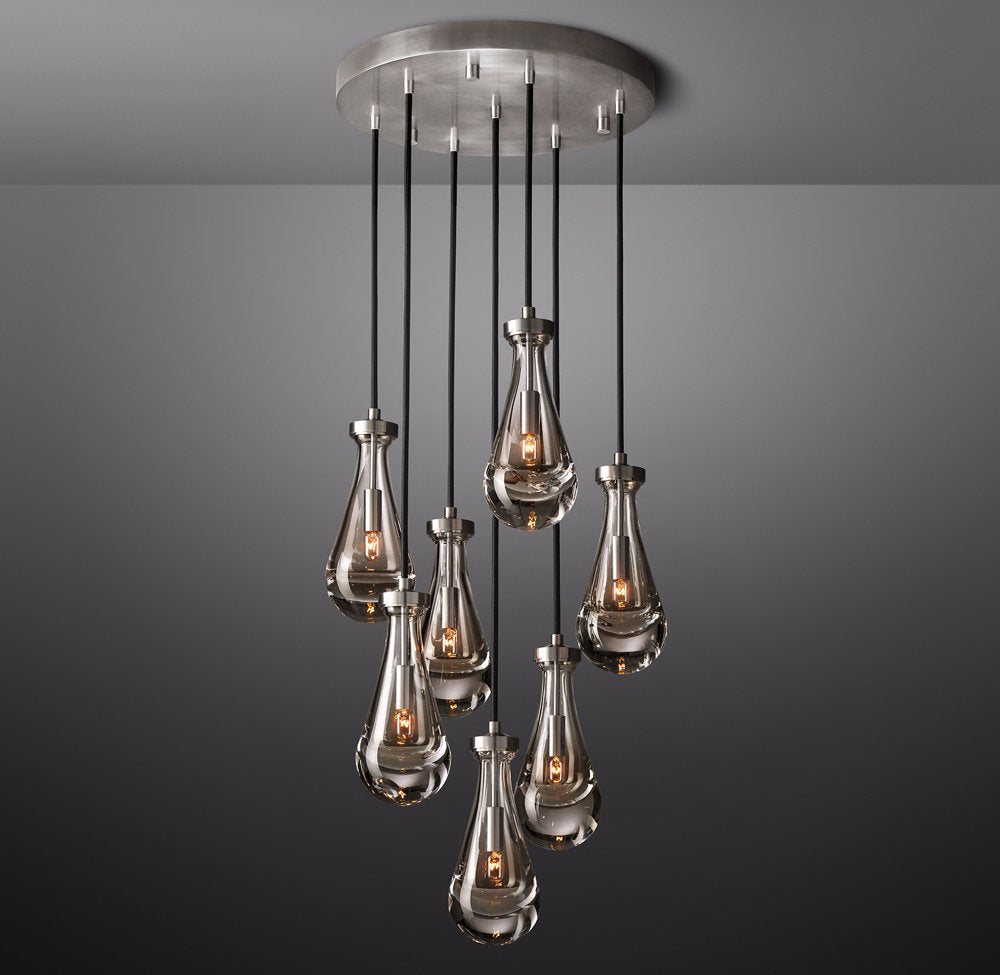 Raindrop Glass Round Chandelier – Ava