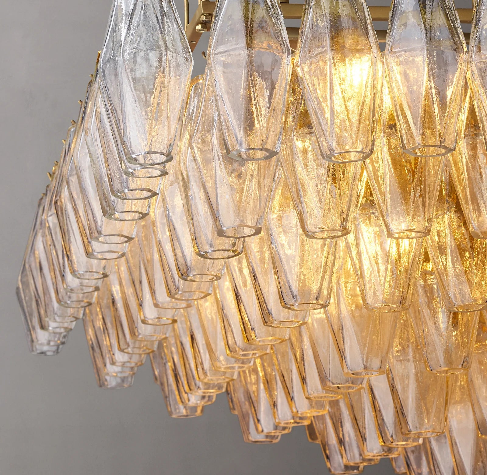 Clear Murano Glass Tiered Rectangular Chandelier - Chiara