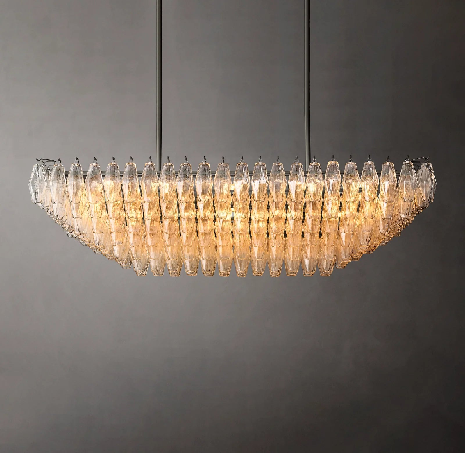 Clear Murano Glass Tiered Rectangular Chandelier - Chiara