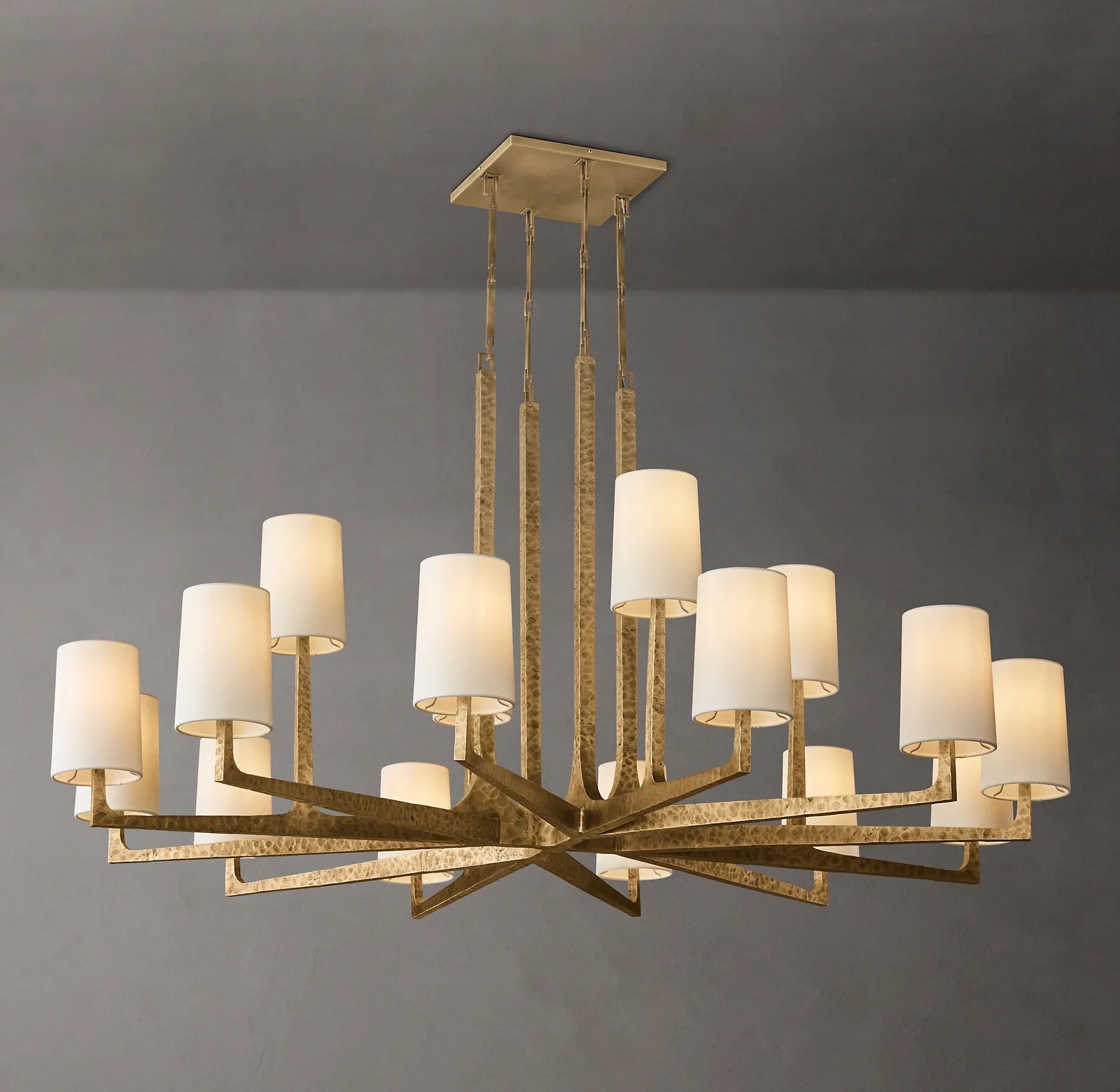 Hammered Metal Arm Shaded Chandelier – Wright