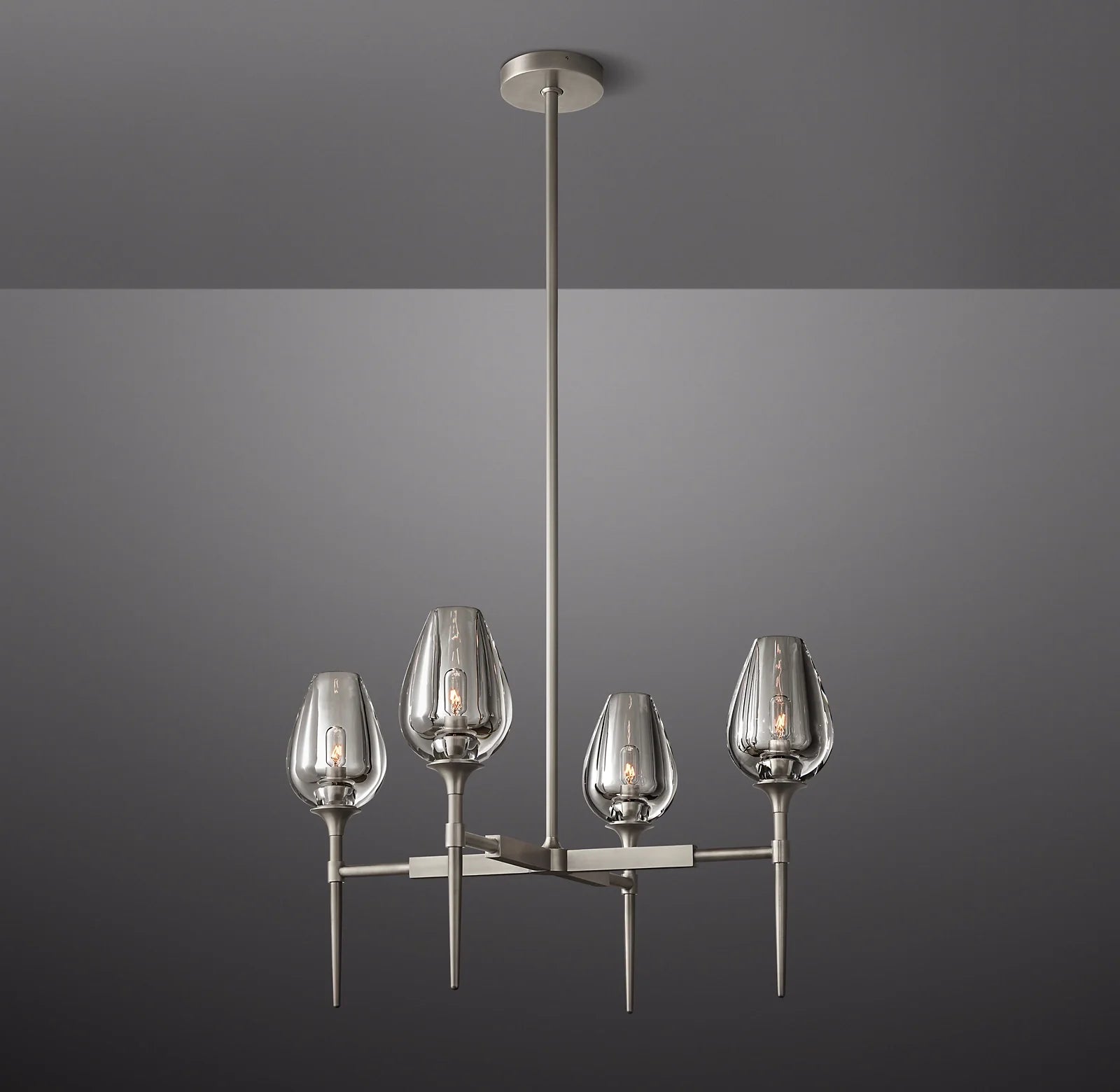27 Inch Torchiere Crystal Arm Chandelier - Tulip