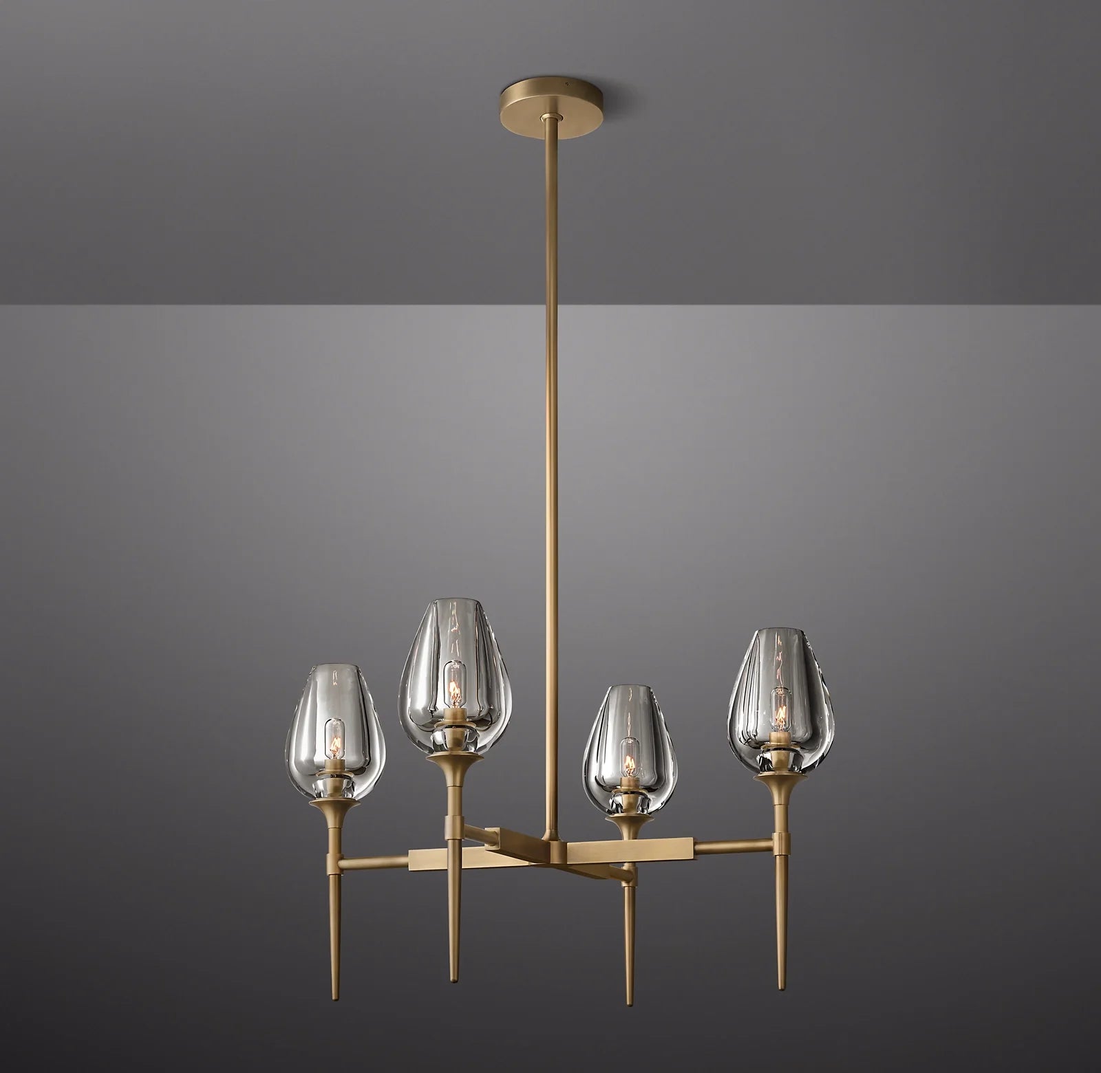 27 Inch Torchiere Crystal Arm Chandelier - Tulip