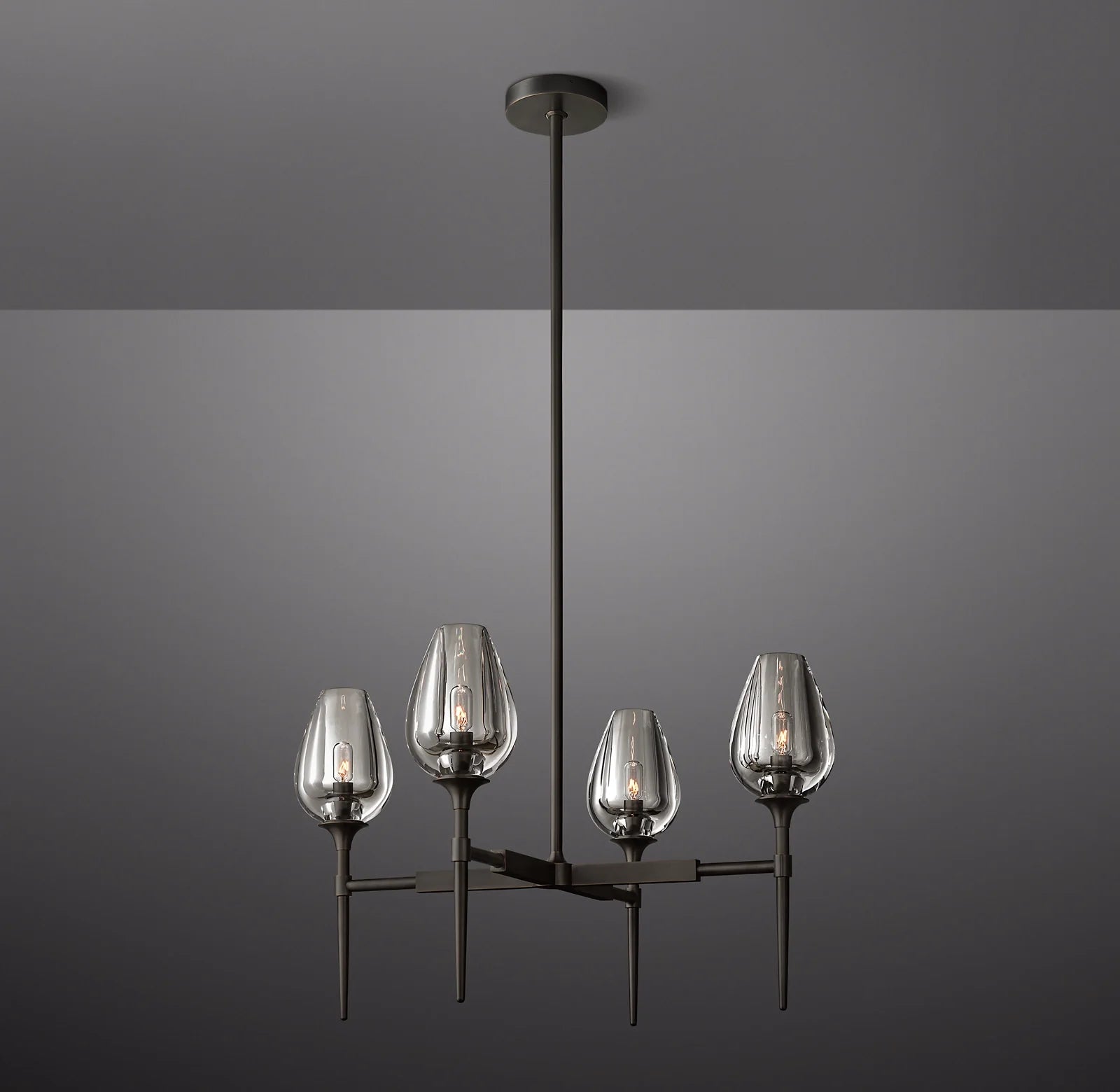 27 Inch Torchiere Crystal Arm Chandelier - Tulip