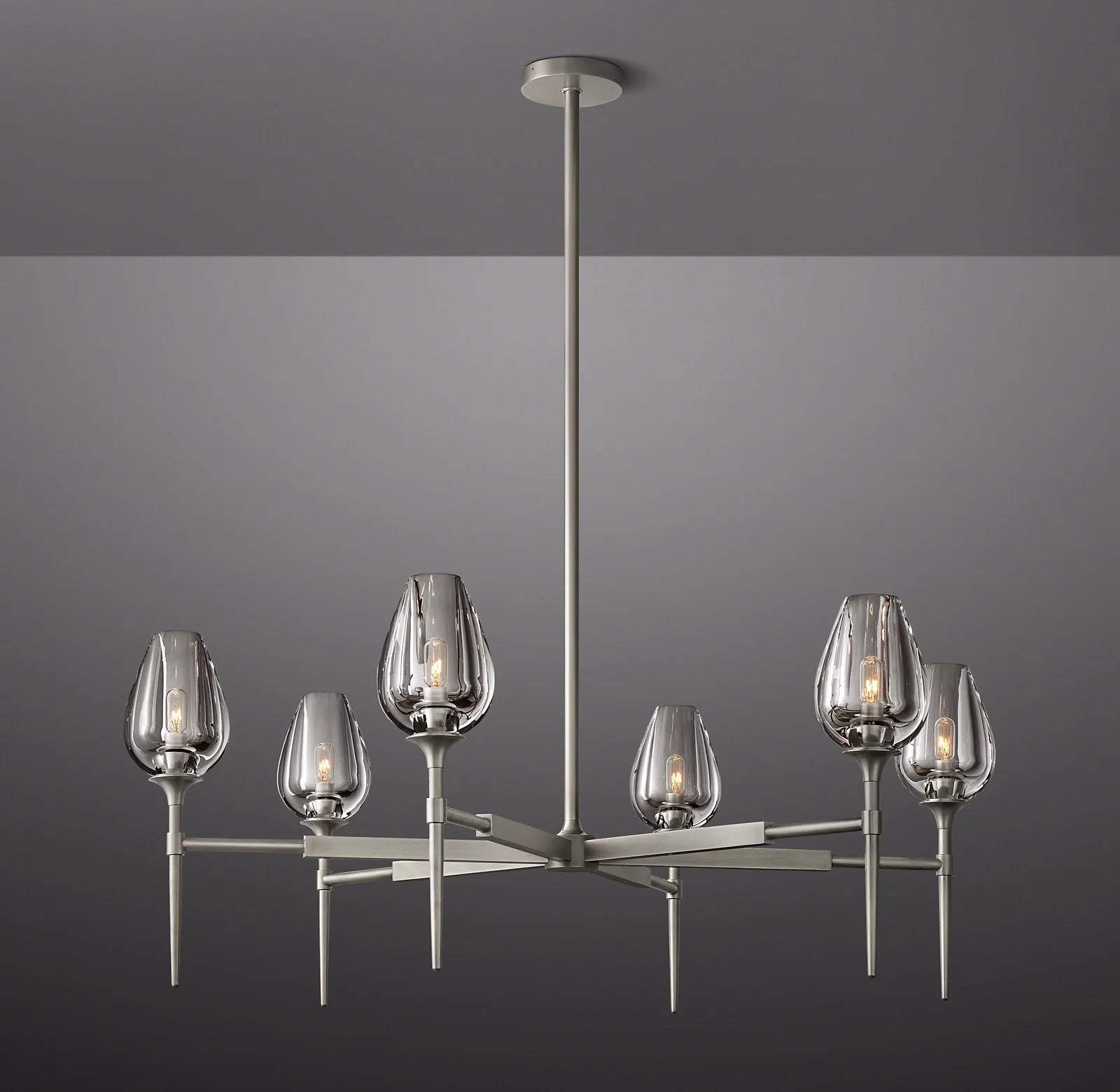 27 Inch Torchiere Crystal Arm Chandelier - Tulip