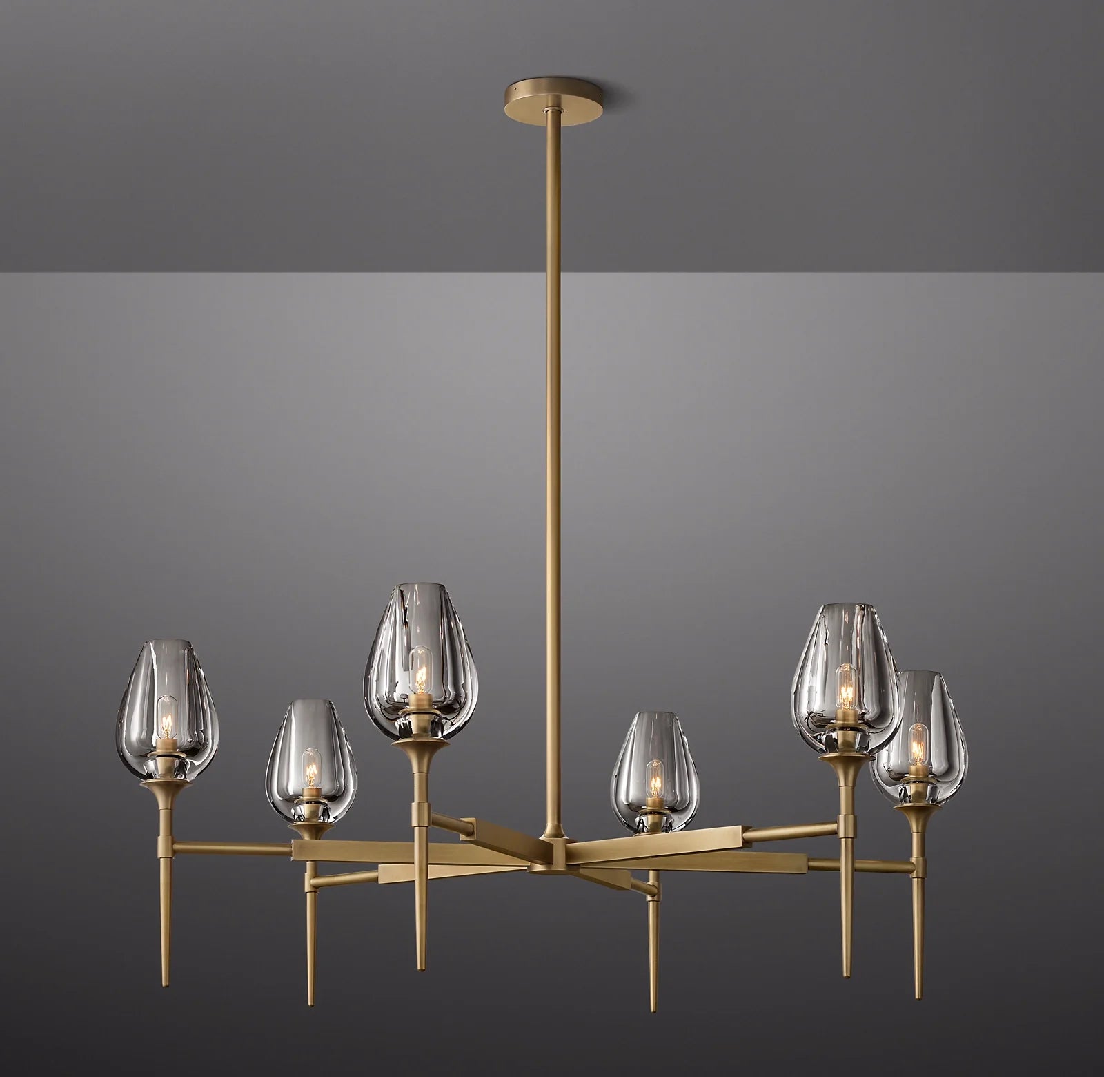 27 Inch Torchiere Crystal Arm Chandelier - Tulip