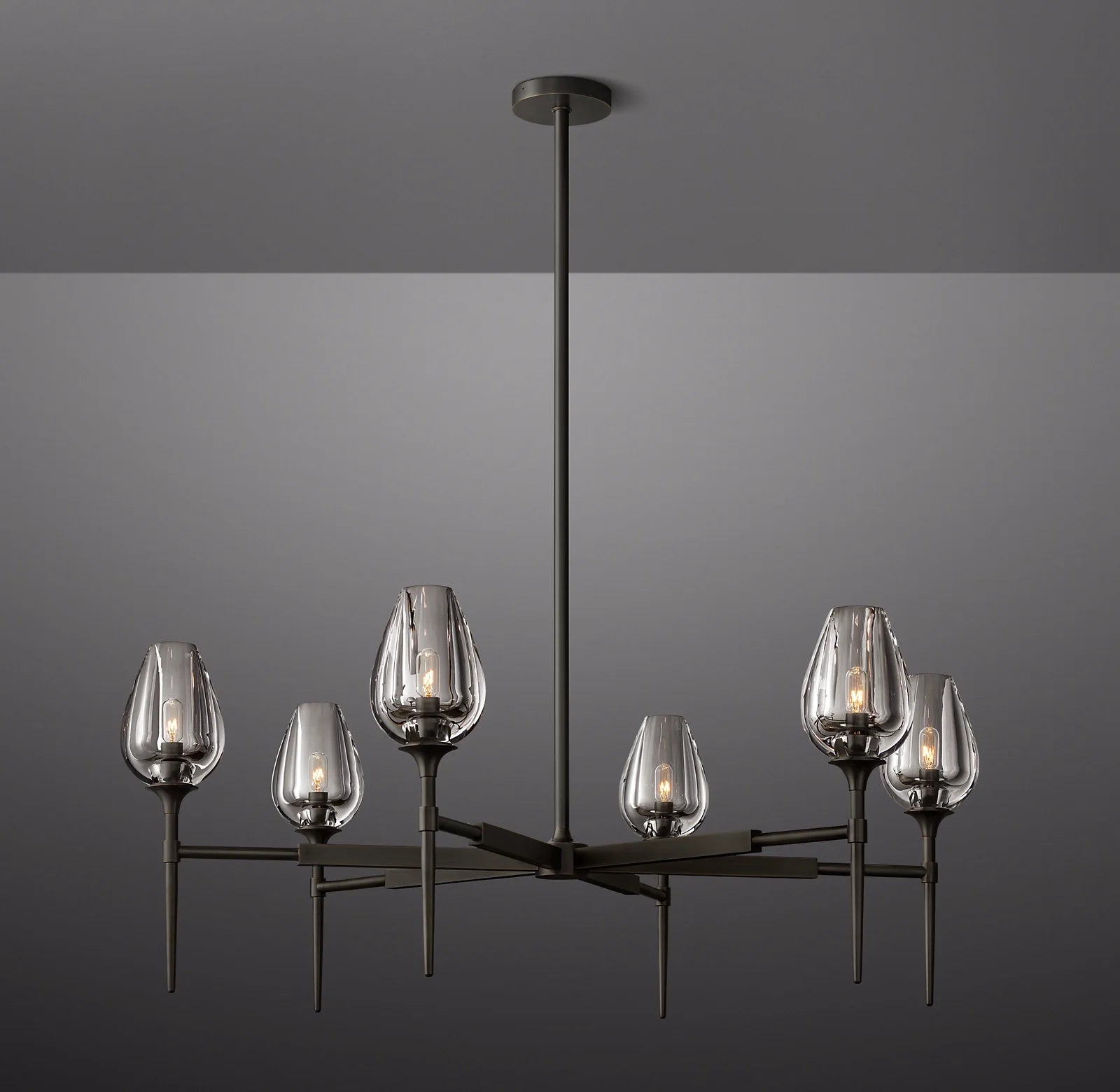 27 Inch Torchiere Crystal Arm Chandelier - Tulip