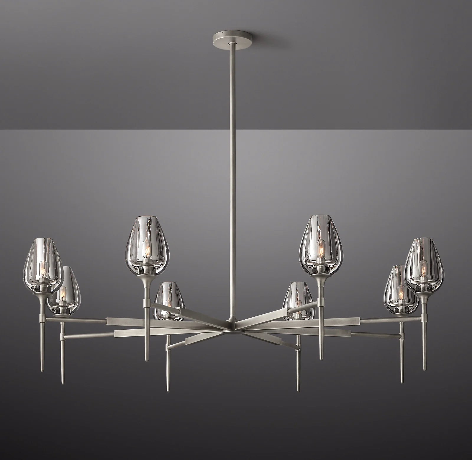 27 Inch Torchiere Crystal Arm Chandelier - Tulip