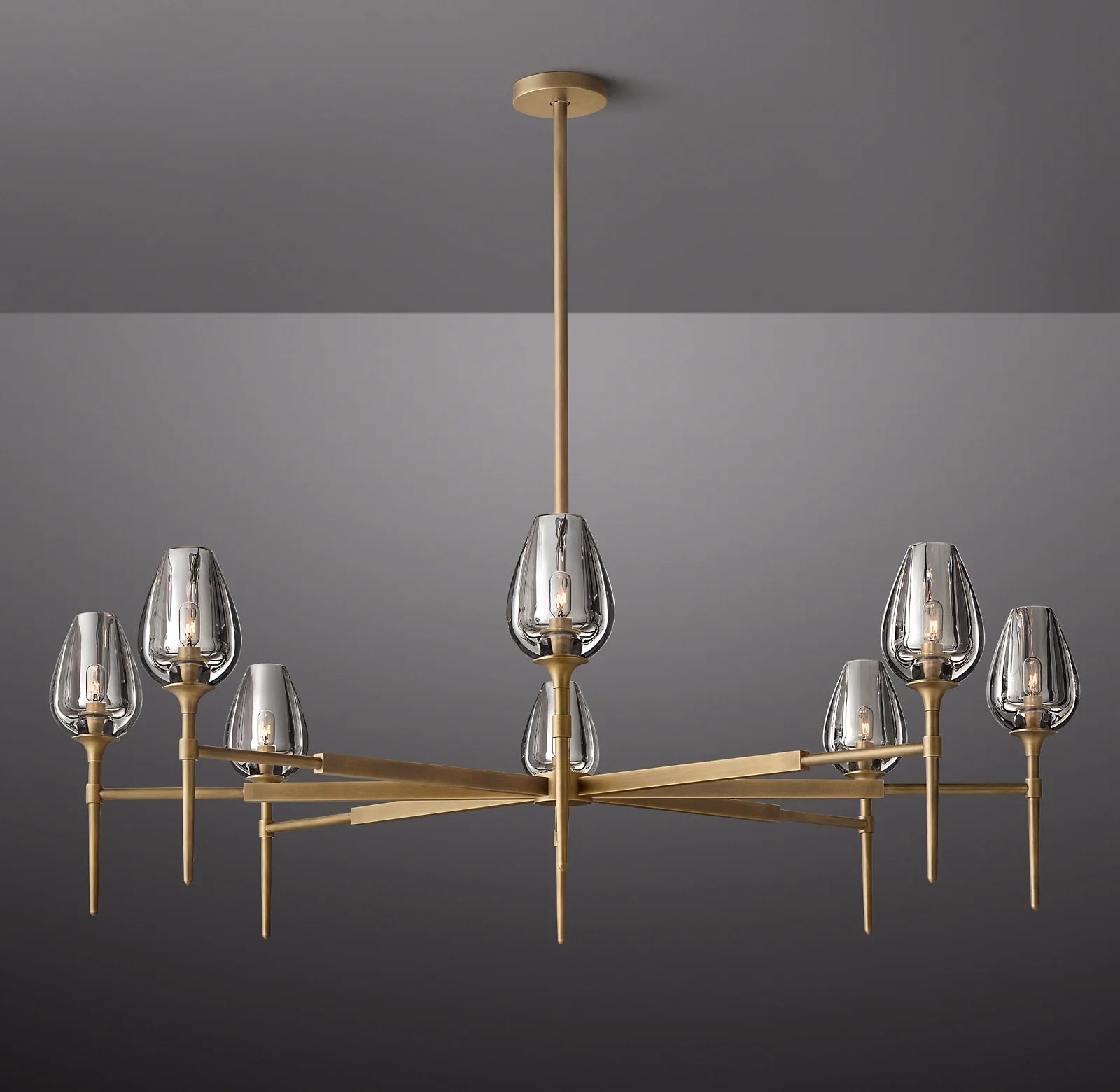 27 Inch Torchiere Crystal Arm Chandelier - Tulip