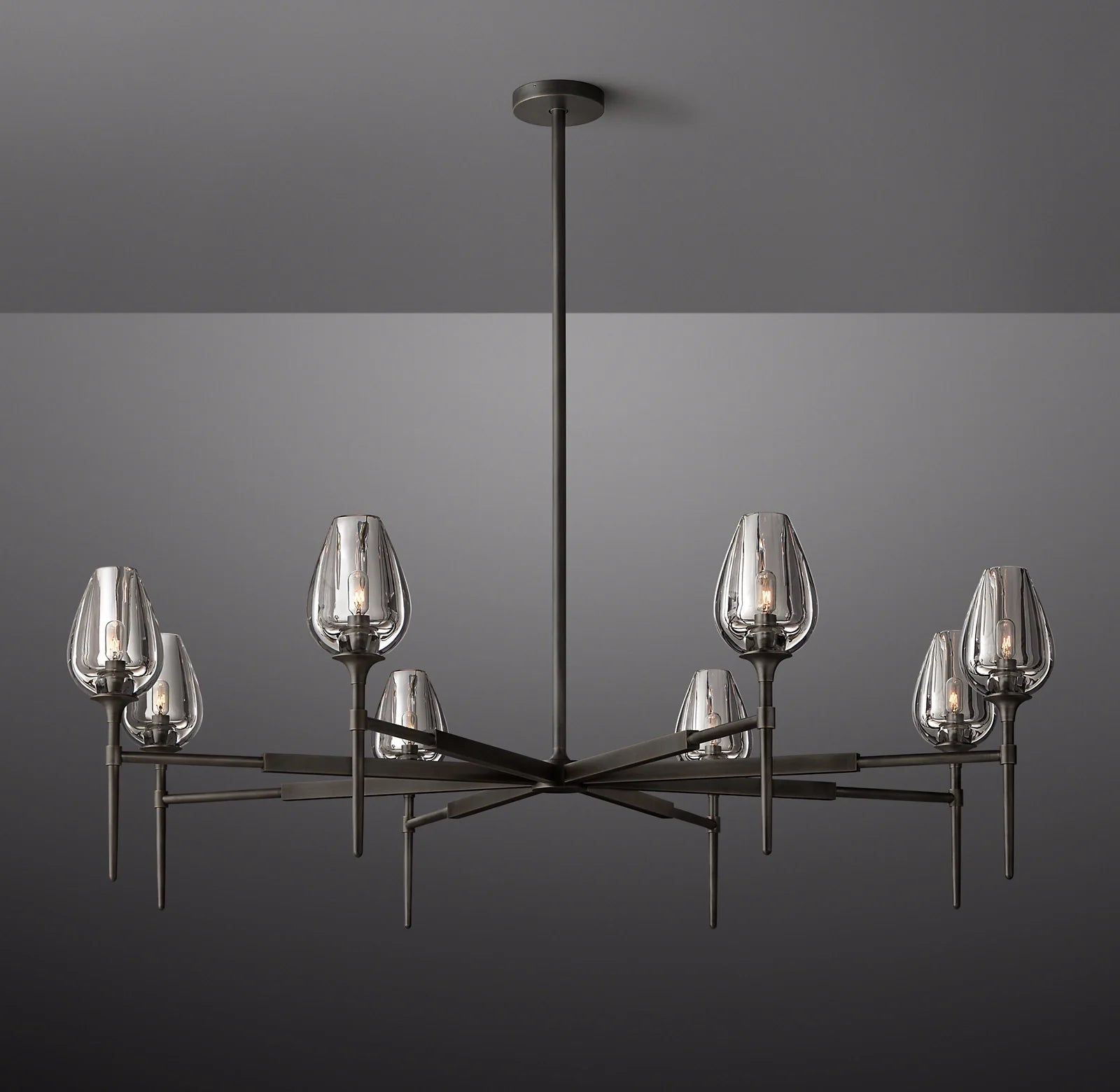 27 Inch Torchiere Crystal Arm Chandelier - Tulip
