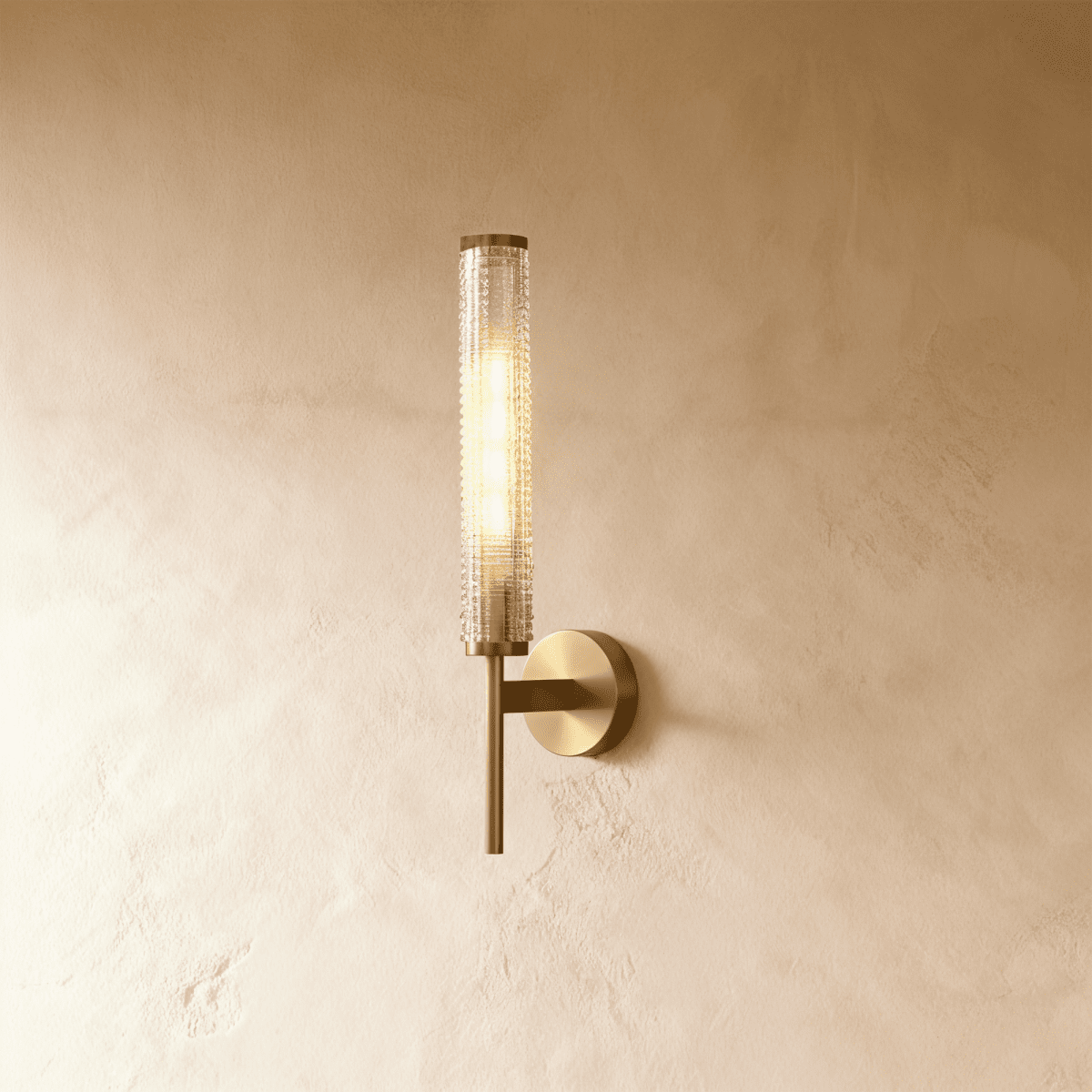 Pyra Textured Glass Wall Lamps Brass & Iron LED | Zarvo lighting