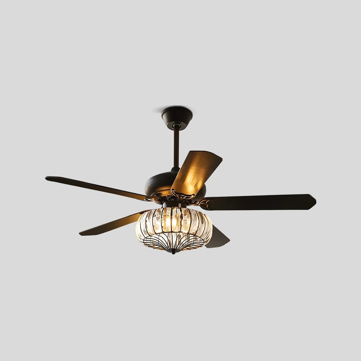 Antizer Vintage Crystal Ceiling Fan with Light Black