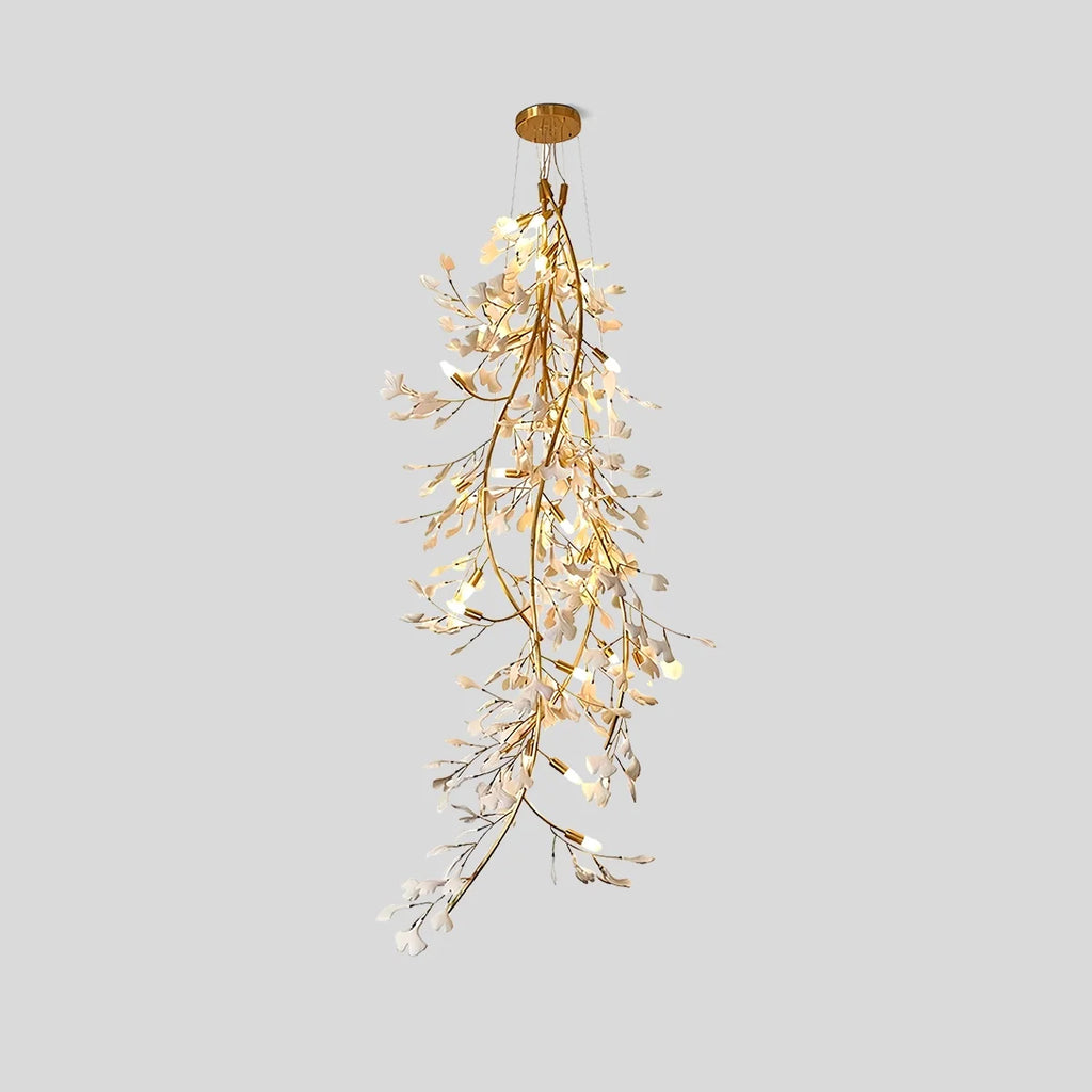 Antizer Gingko Long Branch Chandelier for High Ceiling